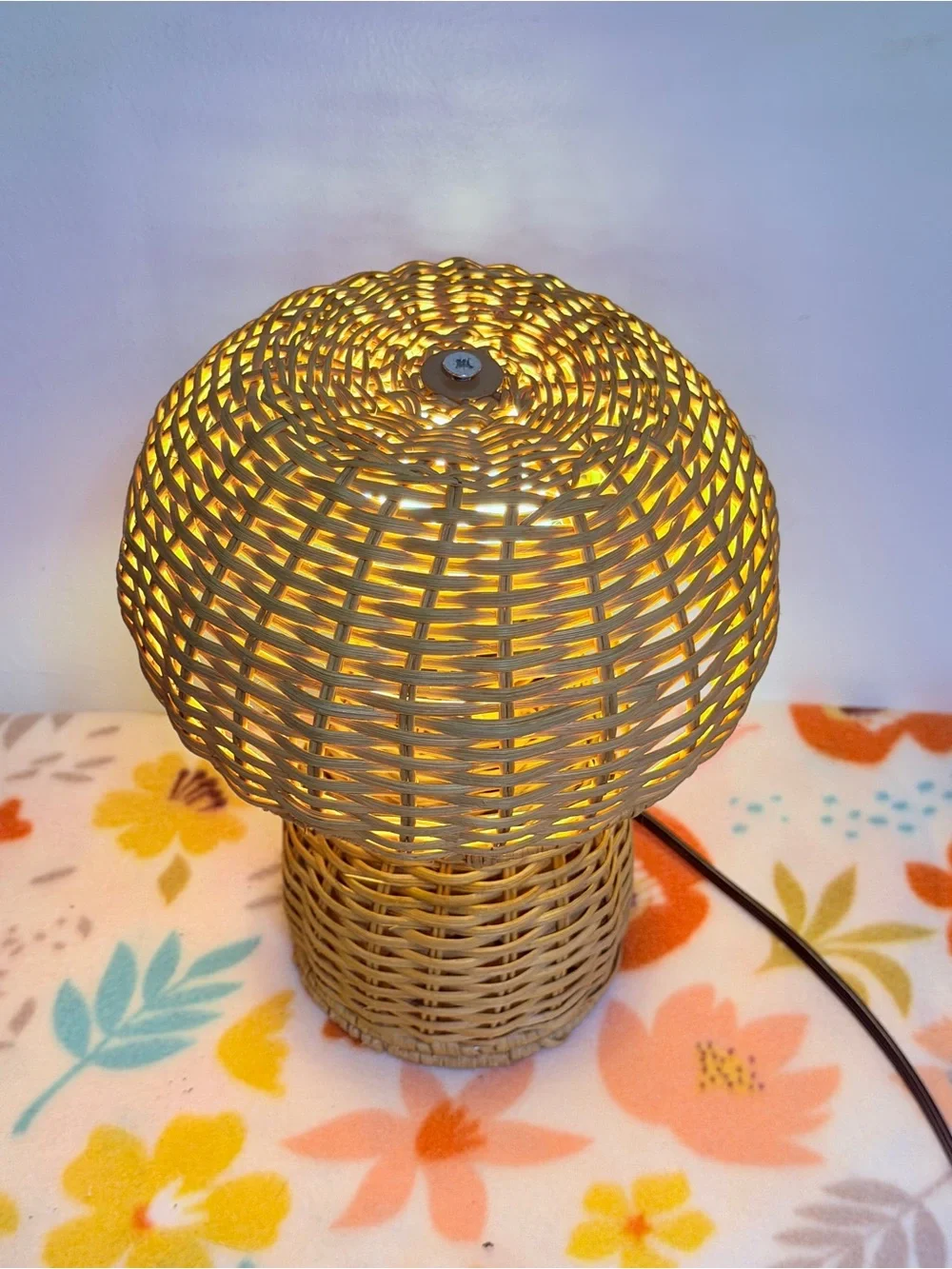 Natural Woven Rattan Mushroom Lantern Table Lamp - Natural